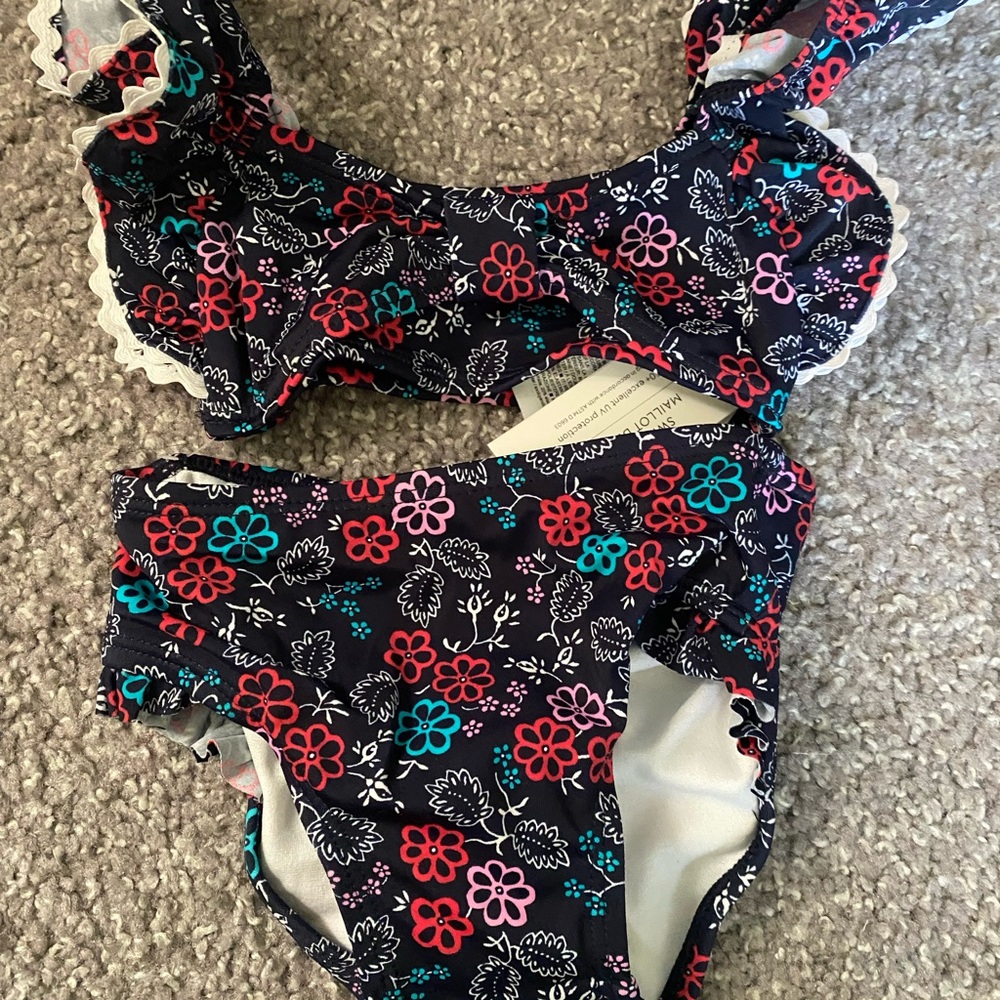Janie and Jack Navy Floral Kids Bikini